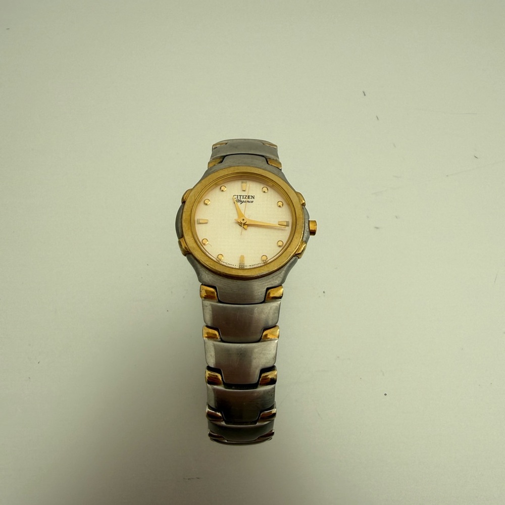 Vintage Citizen Elegance Two-Tone Analog Wristwatch Gold Silver